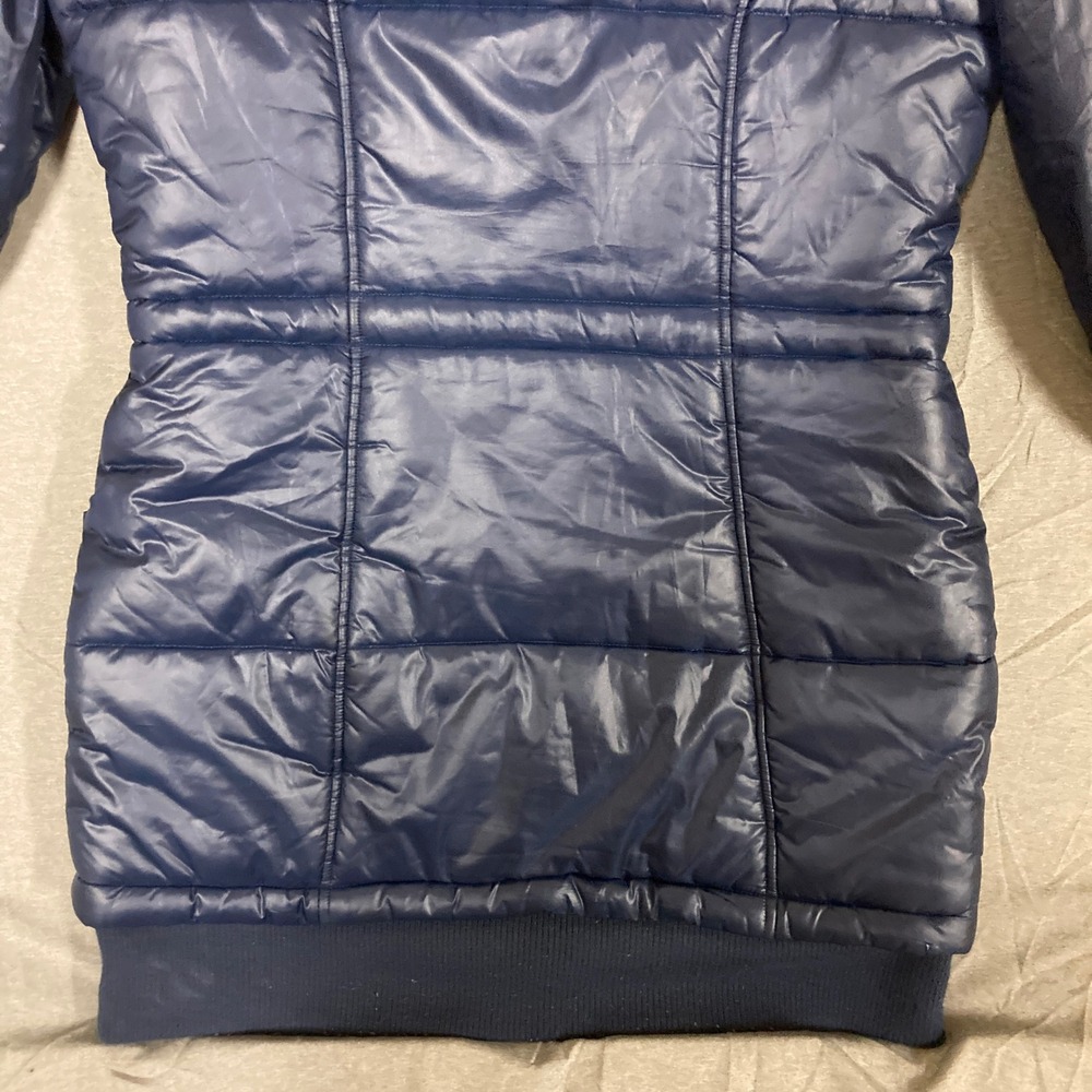 Adidas Originals Navy Blue Puffer Jacket Longline Trefoil Logo 608525 Womens M - Picture 13 of 15